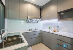 Grey Modern Kitchen, ชุดครัว U Shape,