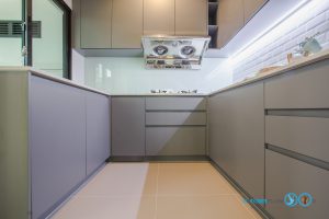 Grey Modern Kitchen, ชุดครัวหน้าบานเรียบ,