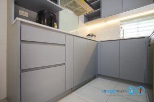 U Shape Kitchen ชุดครัวเรียบๆ, ครัวสีเทา, 