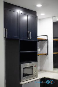 ชุดครัวบิ้วอินสุดเท่สไตล์ Industrial Loft โทนสีดำด้าน, ชุดครัวบิ้วอิน, ครัวสไตล์ลอฟท์, Loft Kitchen, Industrial Loft Kitchen, ชุดครัว I Shape, ชุดครัวสีดำด้าน, ตู้สูง,