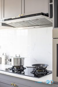 Matt Gray Kitchen, ชุดครัวโครงปูน, บิ้วอินชุดครัว, ชุดครัวตัวแอล, ชุดครัวสไตล์คลาสสิก, ครัวสีเทาด้าน, ผนังกันคราบ, 
