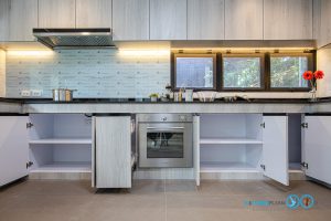 U-Shape Kitchen Pattern Wood ชุดครัวลายไม้ สุดแกร่ง, ชุดครัวบิ้วอิน, ชุดครัวตัวยู, ชุดครัวลายไม้, ลามิเนต, ชุดครัวพลาสวูด, บิ้วอินทับโครงปูน, ครัวโครงปูน, 
