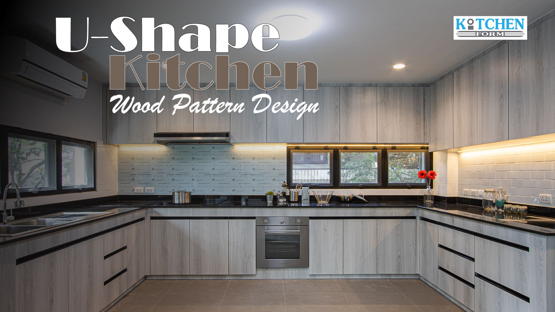 U-Shape Kitchen Pattern Wood ชุดครัวลายไม้ สุดแกร่ง, ชุดครัวบิ้วอิน, ชุดครัวตัวยู, ชุดครัวลายไม้, ลามิเนต, ชุดครัวพลาสวูด, บิ้วอินทับโครงปูน, ครัวโครงปูน,
