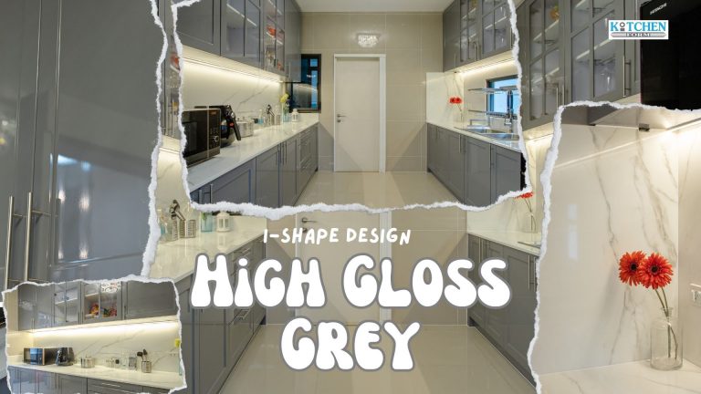 ชุดครัวตัวไอ Membrane High Gloss Grey สวย เงา วาวอย่างกับกระจก