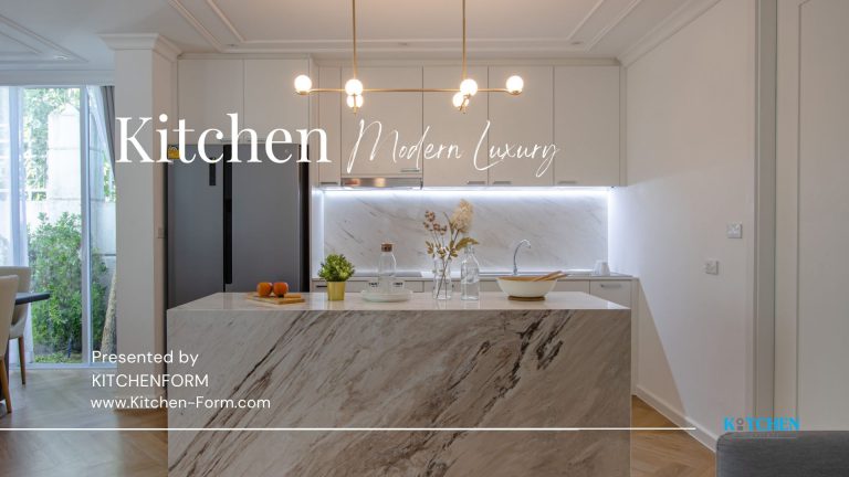 Modern Luxury Design ชุดครัวบิ้วอินโทนขาว สไตล์โมเดิร์นในแบบเรียบหรู + Mable Island